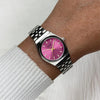 Cluse Retro 70s Mini Watch, Silver & Pink