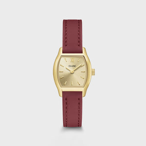 Cluse Tonnette Mini Watch, Gold & Red