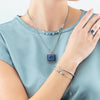 Coeur De Lion Amulet Spikes Square Aventurine Necklace, Silver