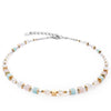 Coeur De Lion Classic Romantic Cubes & Pearls Necklace, Multi