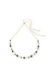 Coeur de Lion Mysterious Cubes & Pearls Necklace, Gold & Black