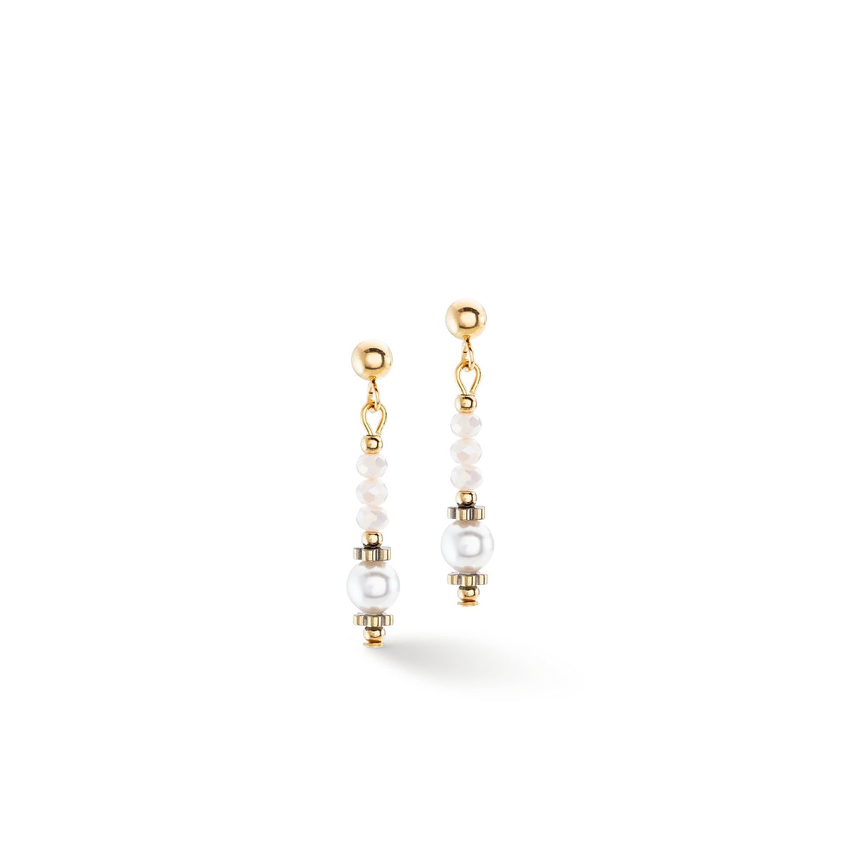 Coeur De Lion Little Twinkle Pearl Mix Earrings, White & Gold