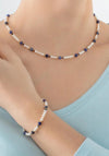 Coeur De Lion Flow Freshwater Pearls & Sodalite Bracelet, Gold & Blue