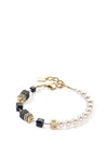 Coeur De Lion GeoCube Precious Fusion Pearls Bracelet, Gold & Black