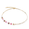 Coeur De Lion GeoCube Fusion Precious Pearl Mix Necklace, Gold & Pink