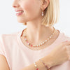 Coeur De Lion GeoCube Fusion Precious Pearl Mix Necklace, Gold & Pink