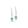 Coeur De Lion GeoCube Iconic Earrings, Green & Pink