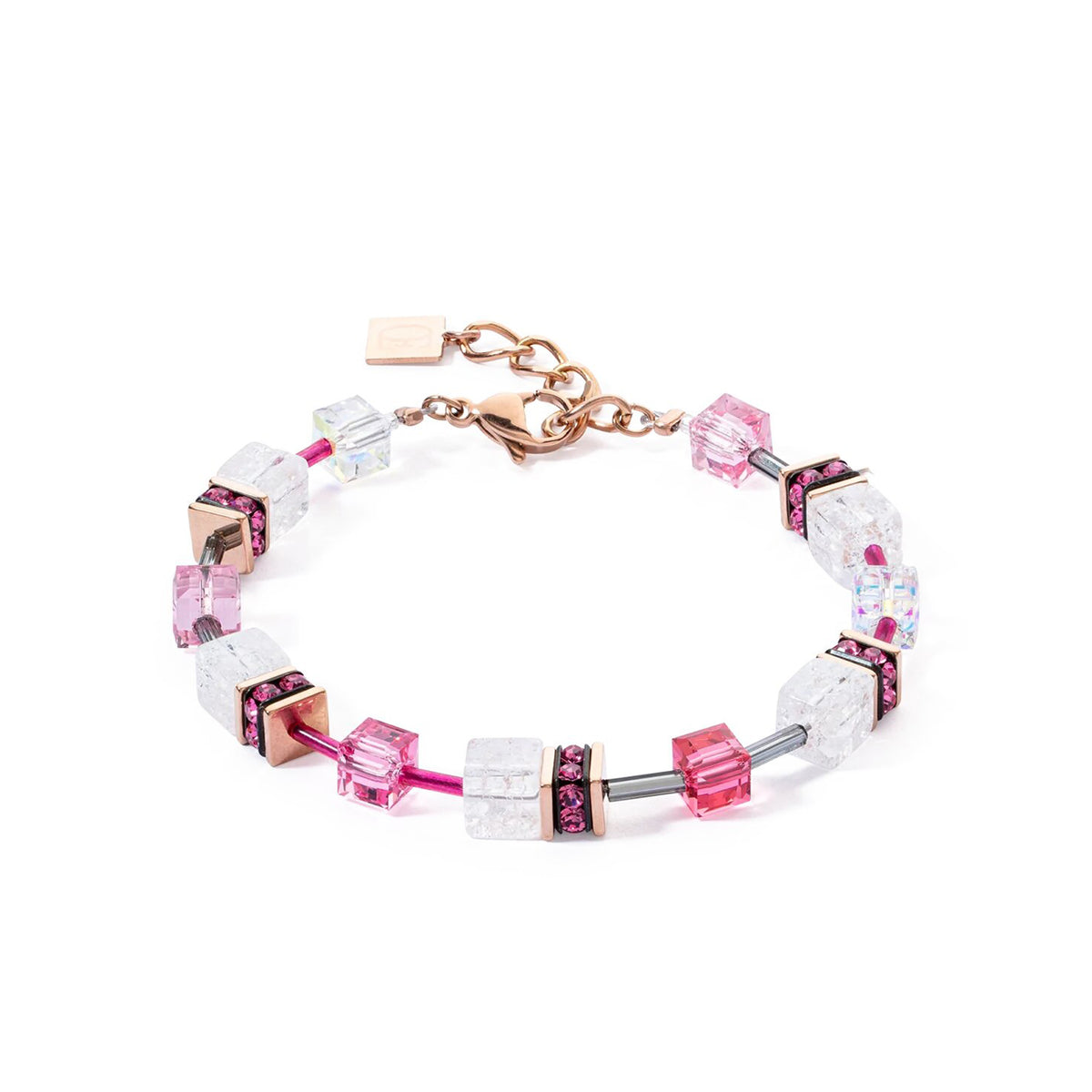 Coeur De Lion GeoCube Iconic Nature Bracelet, Pink & Rose Gold