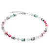 Coeur De Lion GeoCube Iconic Necklace, Green & Pink