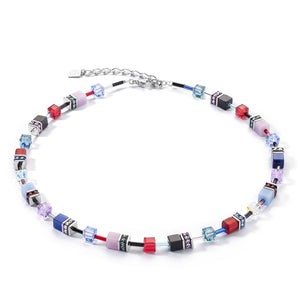 Coeur De Lion GeoCube Iconic Necklace, Silver & Blue