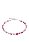 Coeur de Lion GeoCube Iconic Necklace, Silver & Viva Magenta