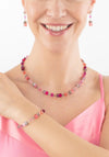 Coeur de Lion GeoCube Iconic Necklace, Silver & Viva Magenta