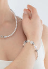 Coeur de Lion GeoCube Precious Fusion Pearls Bracelet, Silver & White