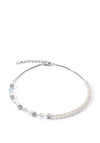 Coeur de Lion GeoCube Precious Fusion Pearls Necklace, Silver