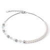 Coeur de Lion GeoCube Precious Fusion Pearls Necklace, Silver