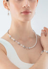 Coeur de Lion GeoCube Precious Fusion Pearls Necklace, Silver