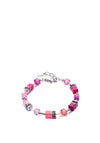 Coeur De Lion GeoCube Iconic Bracelet, Silver & Viva Magenta