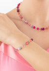 Coeur De Lion GeoCube Iconic Bracelet, Silver & Viva Magenta