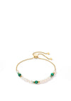 Coeur De Lion Harmony Freshwater Pearls & Malachite Bracelet, Gold & Green