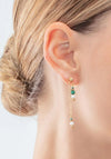 Coeur de Lion Harmony Freshwater Pearls & Malachite Earrings, Gold & Green