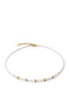 Coeur de Lion Mini Cubes Necklace, Gold & White