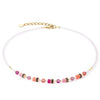 Coeur de Lion Mini Cubes Necklace, Gold & Magenta