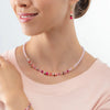 Coeur de Lion Mini Cubes Necklace, Gold & Magenta