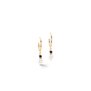 Coeur de Lion Princess Pearls Trinity Hoop Earrings, Gold