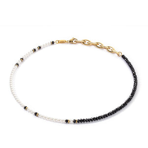 Coeur De Lion Princess Pearls Trinity Necklace, Gold & Black