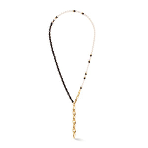 Coeur De Lion Princess Pearls Trinity Necklace, Gold & Black