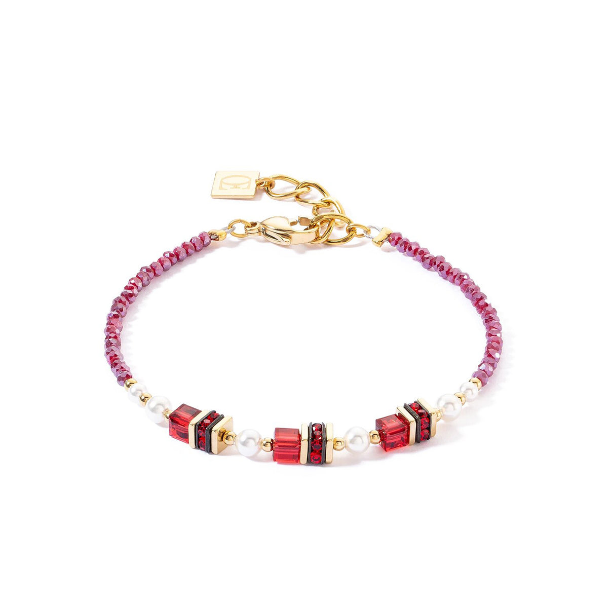 Coeur De Lion Sparkling Princess Bracelet, Gold & Red