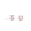 Coeur De Lion Spikes Square Rose Quartz Earrings, Silver