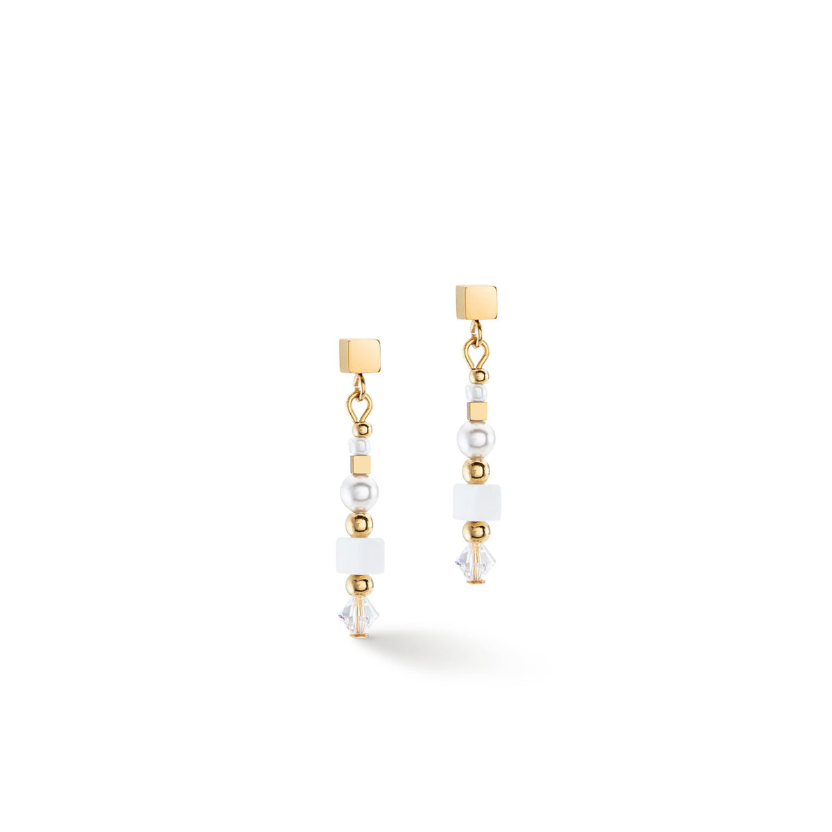 Coeur De Lion Square Stripes Drop Earrings, Gold