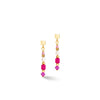 Coeur de Lion Square Stripes Earrings, Gold & Magenta