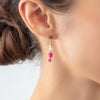 Coeur de Lion Square Stripes Earrings, Gold & Magenta