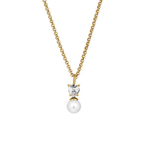Dyrberg Kern Colume Pearl Necklace, Gold