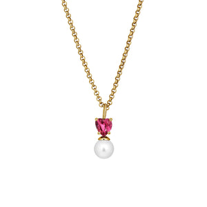 Dyrberg Kern Colume Pearl Necklace, Gold & Pink