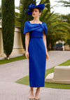 Couture Club Organza Neckline Midi Dress, Dark Blue