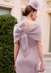 Couture Club Embellished Waist Wrap Over Bow Midi Dress, Chalk Rose