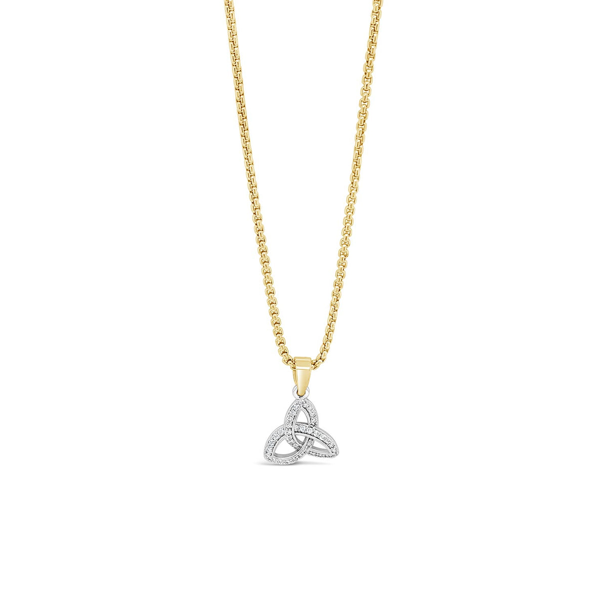 Seala Two Tone CZ Trinity Knot Pendant Necklace, Gold