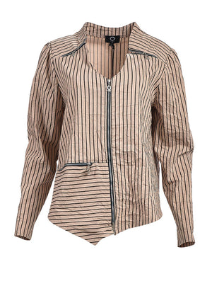 My Soul Crincle Stripe Zipped Shirt, Sand