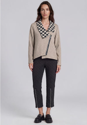 My Soul Crincle Check Collar Jacket, Beige