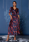 Jolie Moi Floral Print Velvet Maxi Dress, Navy