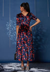 Jolie Moi Floral Print Velvet Maxi Dress, Navy
