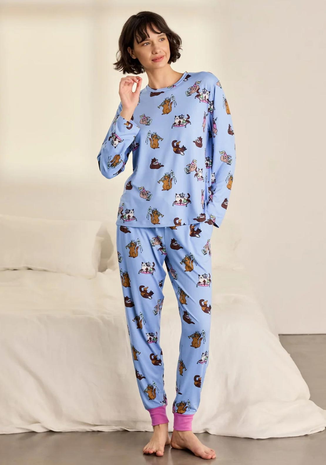 Chelsea Peers Princess Cats Pyjama Set, Blue