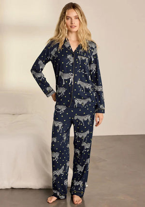 Chelsea Peers Zebra Polka Dot Pyjama Set, Navy