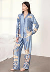 Chelsea Peers Giraffe Cloudhopper Satin Pyjama Set, Blue