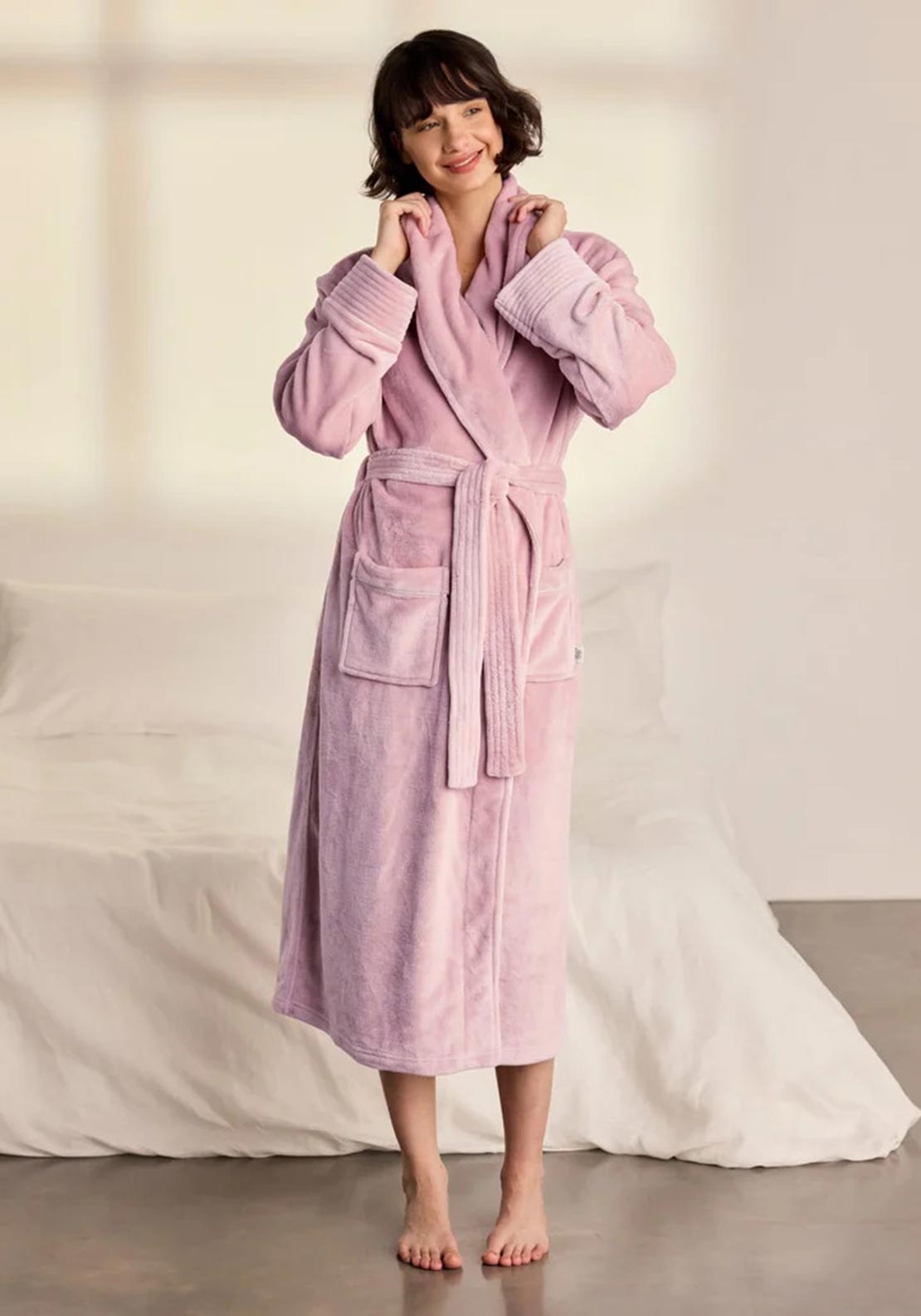 Chelsea Peers Fleece Dressing Gown, Pink