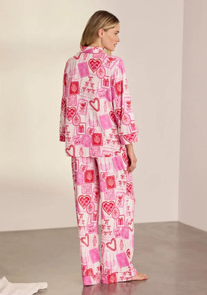 Chelsea Peers Stamps Print Pyjama Set, Pink