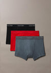 Calvin Klein 3 Pack 100% Cotton Trunks, Red Multi